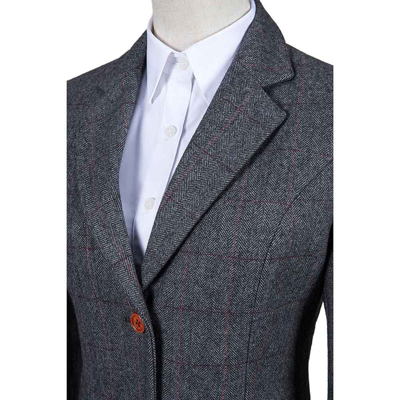 Traditional Grey Estate Herringbone Tweed 3 Piece Women Suit