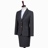 Dark Grey Estate Herringbone Tweed 3 Piece Women Suit