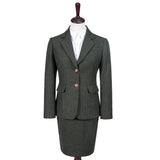 Green Herringbone Tweed 3 Piece Women Suit