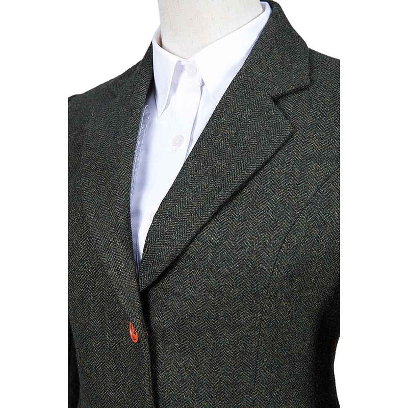 Green Herringbone Tweed 3 Piece Women Suit