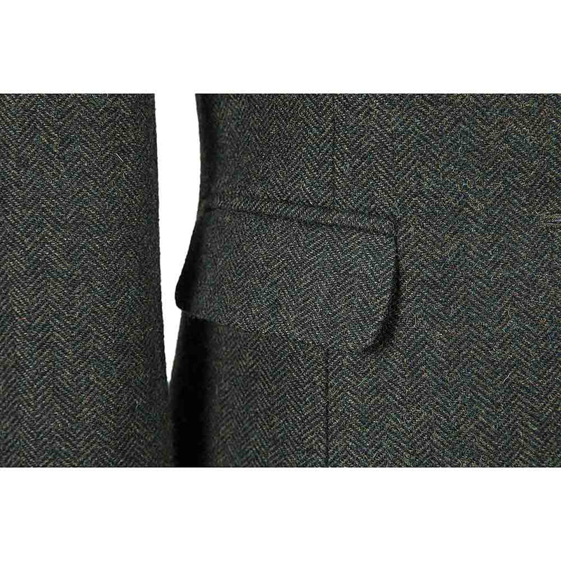 Green Herringbone Tweed 3 Piece Women Suit