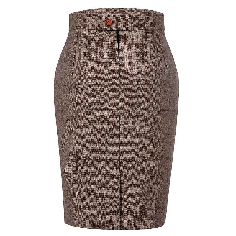 Brown Estate Herringbone Tweed 3 Piece Women Suit