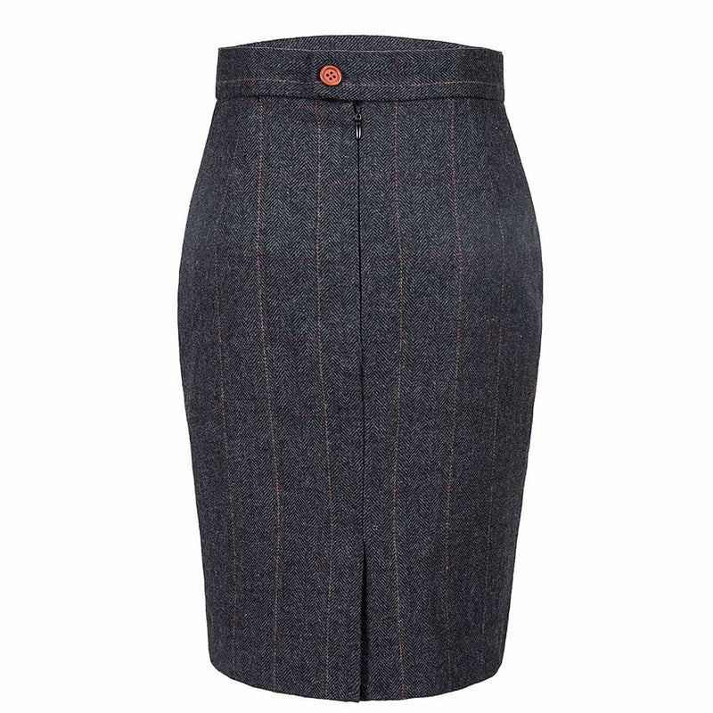 Dark Grey Estate Herringbone Tweed 3 Piece Women Suit