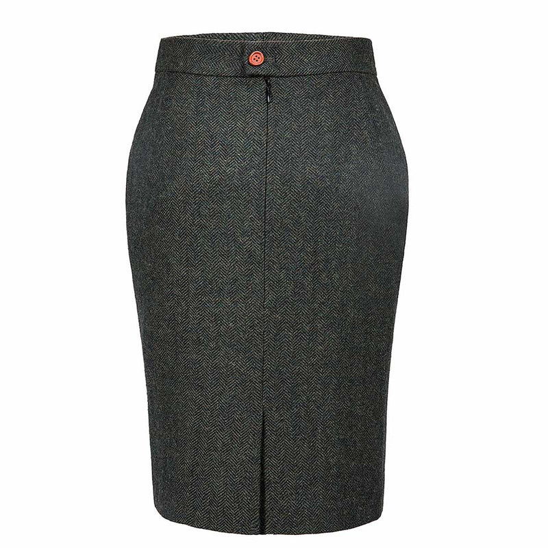 Green Herringbone Tweed 3 Piece Women Suit