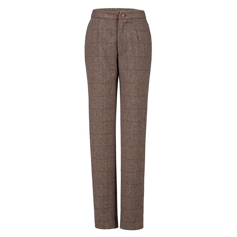 Brown Estate Herringbone Tweed 3 Piece Women Suit