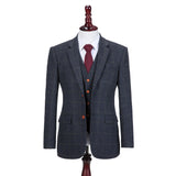 Dark Navy Windowpane Tweed 3 Piece Suit