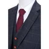 Dark Navy Windowpane Tweed 3 Piece Suit