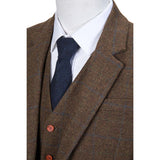 Brown Overcheck Tattersall Tweed 3 Piece Suit - Yoosuitan