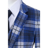 Blue White Plaid Overcheck Tweed 3 Piece Suit