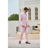 Men Pink herringbone Linen 3 pcs Suit Slim Fit Beach Wedding Tuxedo
