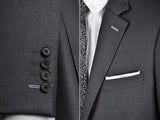 Grey Worsted Wool 2 Piece Suit Jacket and Pants - Yoosuitan