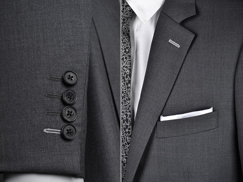 Grey Worsted Wool 2 Piece Suit Jacket and Pants - Yoosuitan