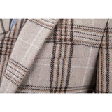 Beige Plaid Overcheck Tweed 3 Piece Suit - Yoosuitan