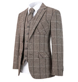 Blown Windowpane Herringbone Tweed 3 Piece Suit - Yoosuitan