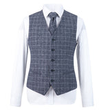 Blue Windowpane Tweed 3 Piece Suit - Yoosuitan