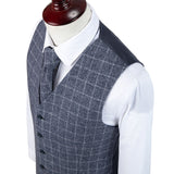 Blue Windowpane Tweed 3 Piece Suit - Yoosuitan