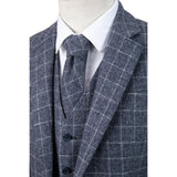 Blue Windowpane Tweed 3 Piece Suit - Yoosuitan