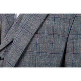 Retro Grey Windowpane Tweed 3 Piece Suit - Yoosuitan