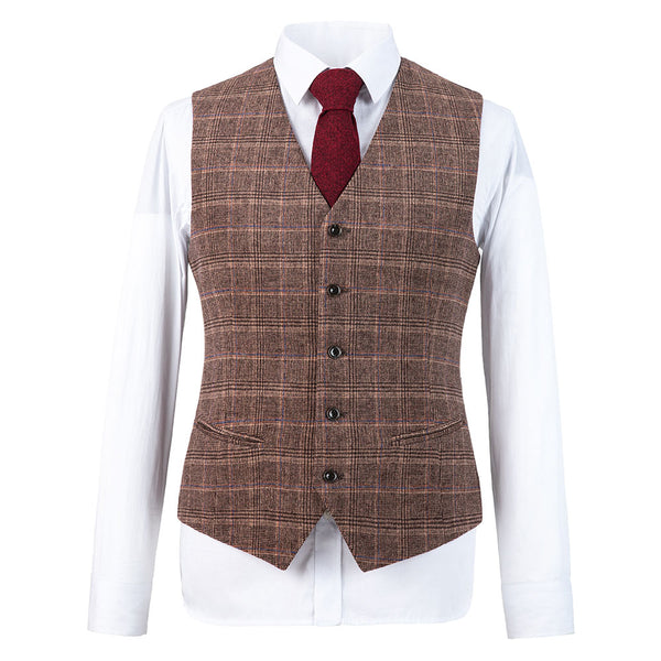 Blown Overcheck Twill Tweed 3 Piece Suit - Yoosuitan