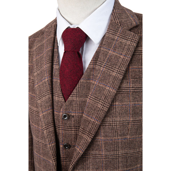 Blown Overcheck Twill Tweed 3 Piece Suit - Yoosuitan