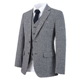 Black White Houndstooth Tweed 3 Piece Suit - Yoosuitan