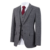 Grey Barleycorn Colored Dots Tweed 3 Piece Suit - Yoosuitan