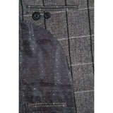 Grey Estate Herringbone Windowpane Tweed 3 Piece Suit - Yoosuitan