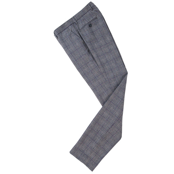 Retro Grey Windowpane Tweed 3 Piece Suit - Yoosuitan