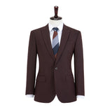 Brick Red Worsted Wool One Button 3 Piece Suit - Yoosuitan