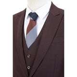 Brick Red Worsted Wool One Button 3 Piece Suit - Yoosuitan