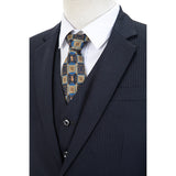 Dark Navy Stripe Worsted Wool 3 Piece Suit - Yoosuitan