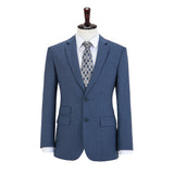 Blue Worsted Wool 3 Piece Suit - Yoosuitan