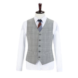 Light Grey Plaid Wool 3 Piece Suit - Yoosuitan