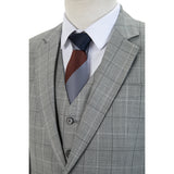 Light Grey Plaid Wool 3 Piece Suit - Yoosuitan