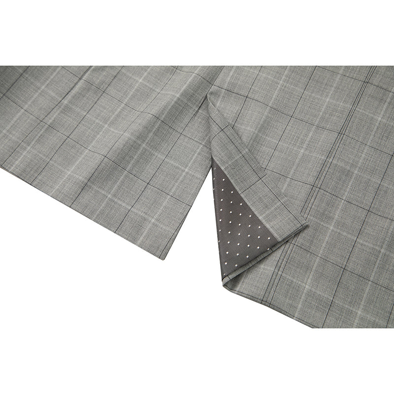 Light Grey Plaid Wool 3 Piece Suit - Yoosuitan