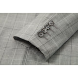 Light Grey Plaid Wool 3 Piece Suit - Yoosuitan