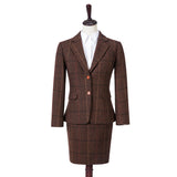 Brown Overcheck Herringbone Tweed 3 Piece Women Suit