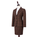 Brown Overcheck Herringbone Tweed 3 Piece Women Suit