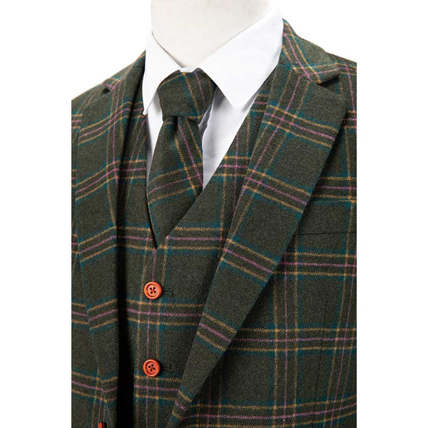 Green Overcheck Twill Tweed Jacket