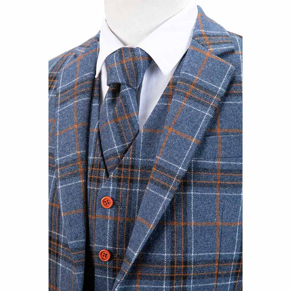 Blue Plaid Overcheck Tweed Jacket