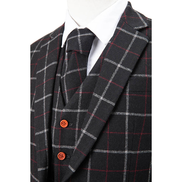 Black Plaid Overcheck Twill Tweed Jacket