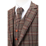 Brown Overcheck Twill Tweed 3 Piece Suit