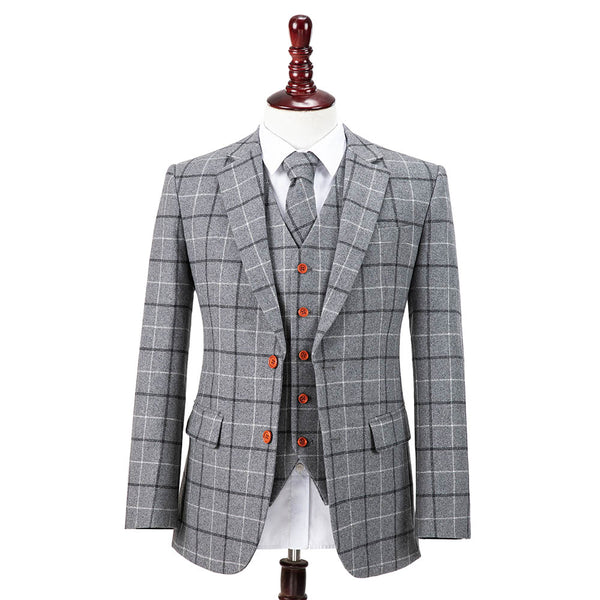 Light Grey Windowpane Tweed Jacket