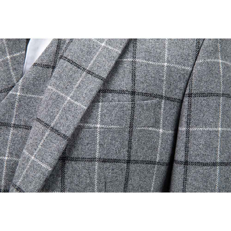 Light Grey Windowpane Tweed 3 Piece Suit