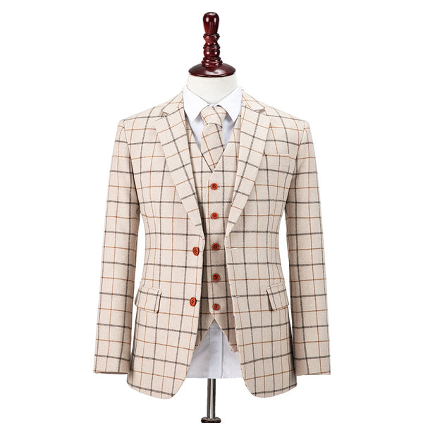 Cream Windowpane Tweed Jacket