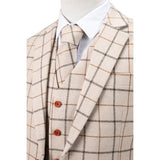 Cream Windowpane Tweed 3 Piece Suit