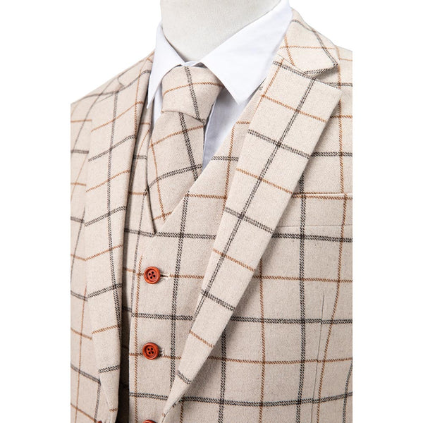 Cream Windowpane Tweed Jacket