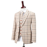 Cream Windowpane Tweed 3 Piece Suit