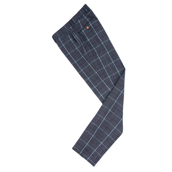 Dark Blue Windowpane Tweed Pants