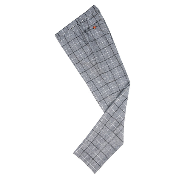 Light Grey Windowpane Tweed Pants